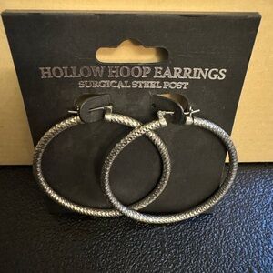 Silver Surgical Steel Hollow Hoop Earrings